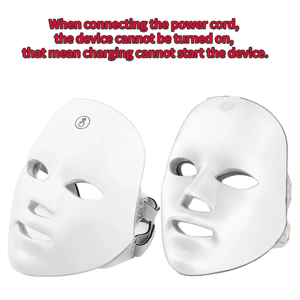 Wireless 7 Colors LED Face Beauty Machine Photon Facial Neck Skin Tighten Rejuvenation Facial Neck Mask