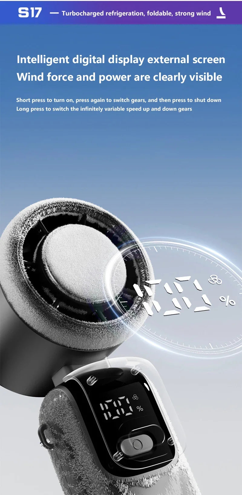 Lenovo Fast Chill Ice Compress Foldable/hangable Usb Desk Fan Ice Cooling Handheld Fan 100 Speeds Turbo Portable For Outdoor