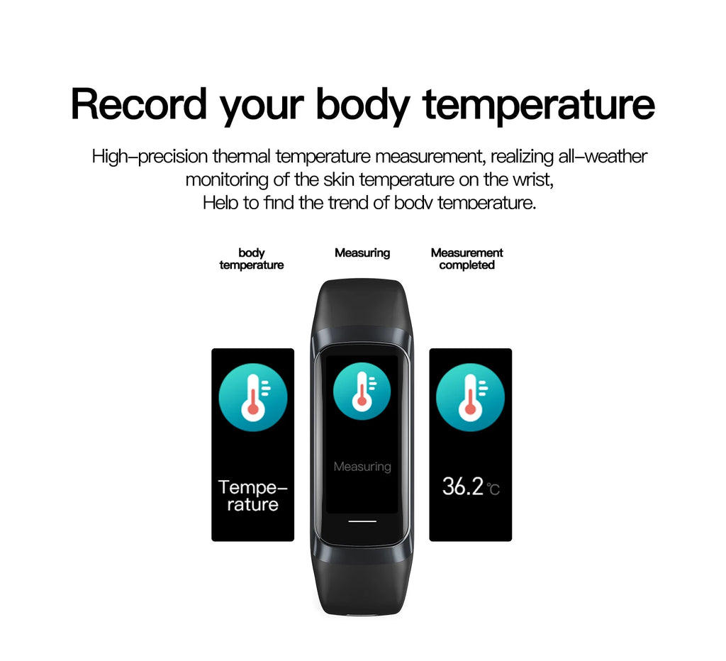 AMOLED Smartwatch Body Temperature Monitor Fitness Clock Sports 3ATM Waterproof Men Smart Watch Band for Women IOS Android 2026