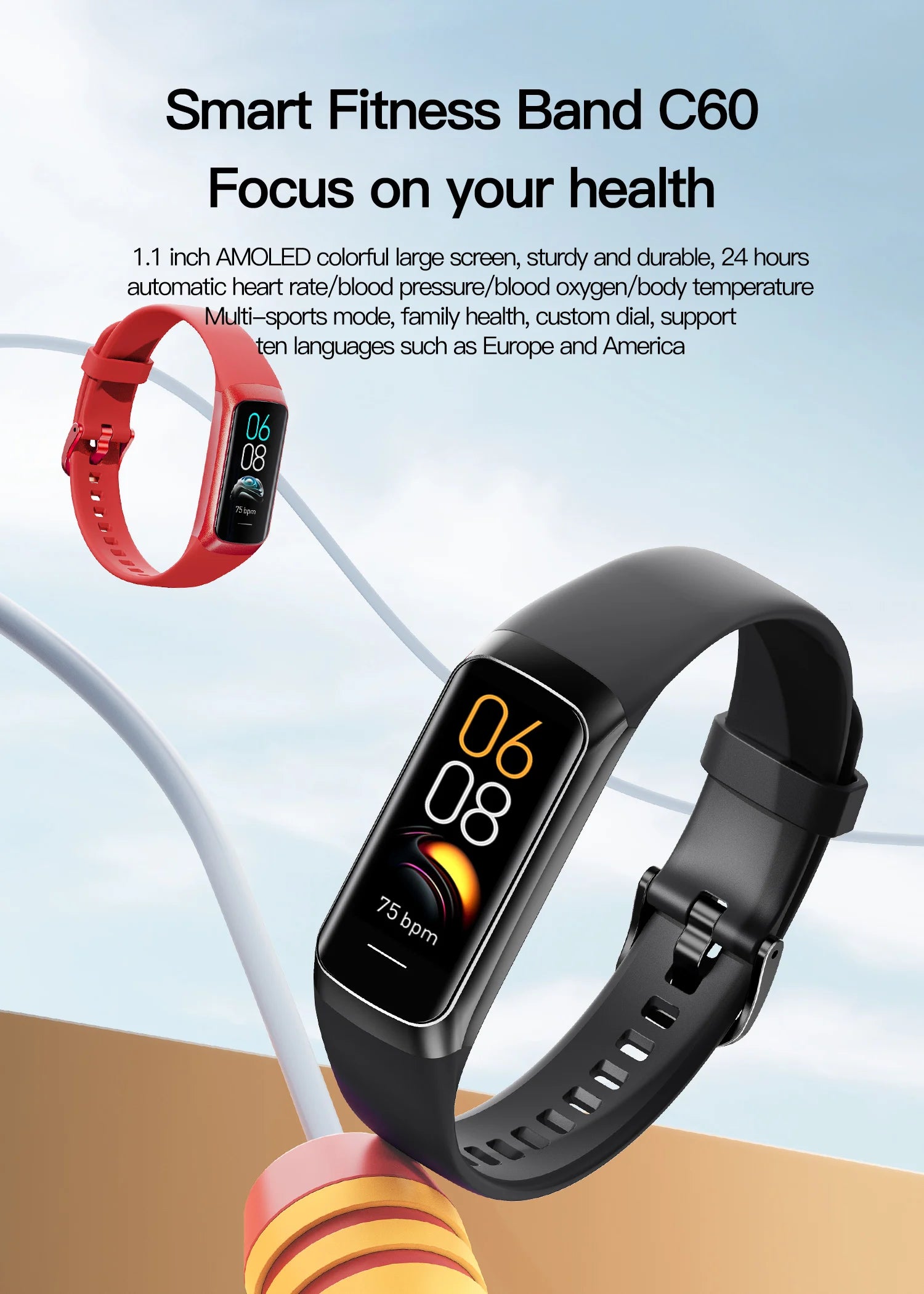 AMOLED Smartwatch Body Temperature Monitor Fitness Clock Sports 3ATM Waterproof Men Smart Watch Band for Women IOS Android 2026