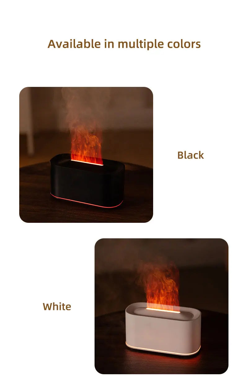 Aromatherapy Diffuser with Flame Effect, Essential Oil Diffuser and Cool Mist Humidifier, Silent Humidifier for Home and Bedroom