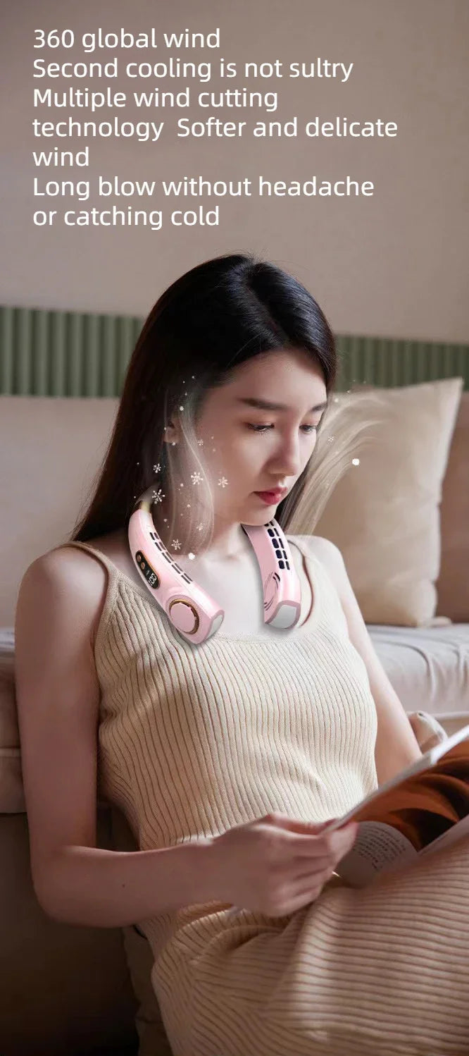Neck Fan Rechargeable, Personal Portable Fan Battery Operated, Hands Free Wearable USB Neck Cooling Fan for Indoor Outdoo