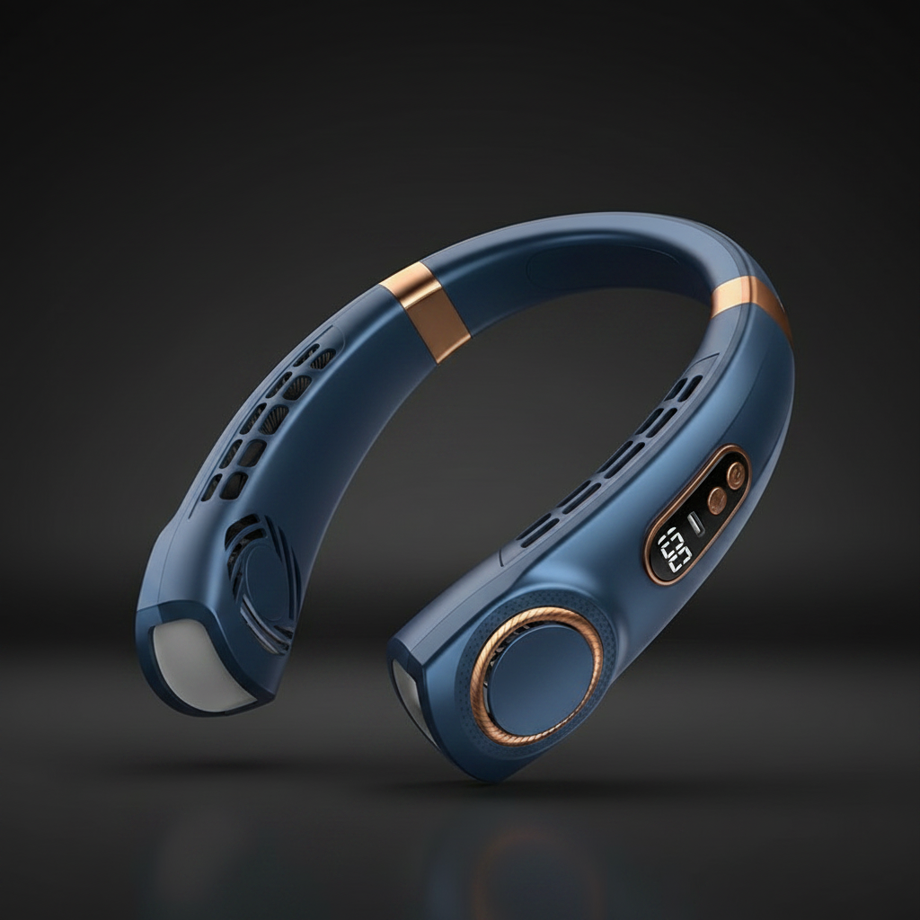 Wearable Neck Cooling Fan – Blue